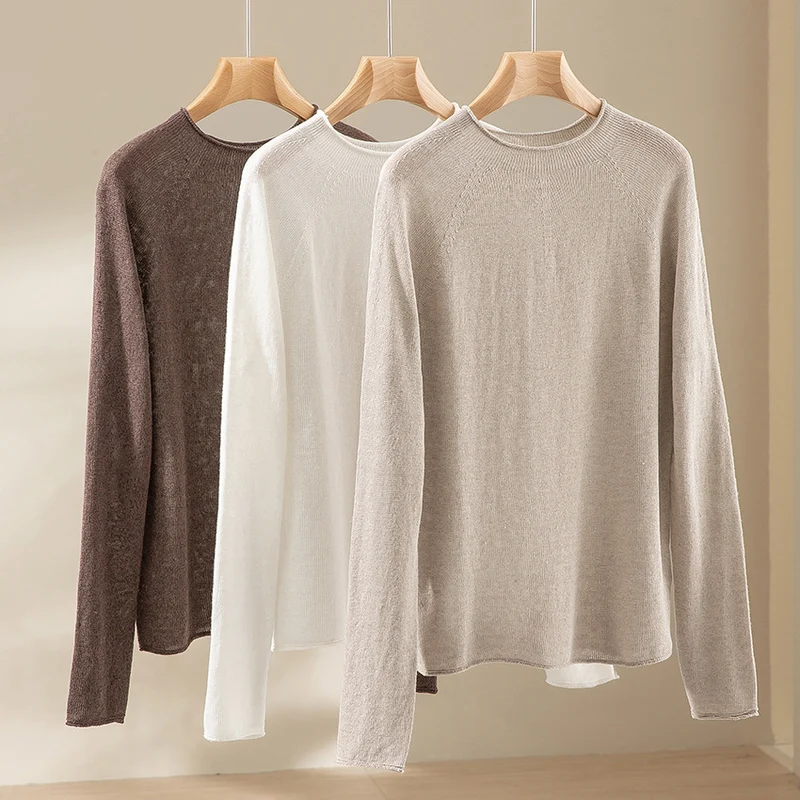 Damen Leichter Strukturstrick-Pullover mit Rundhalsausschnitt und legerer Boxy-Silhouette Nord Taschen