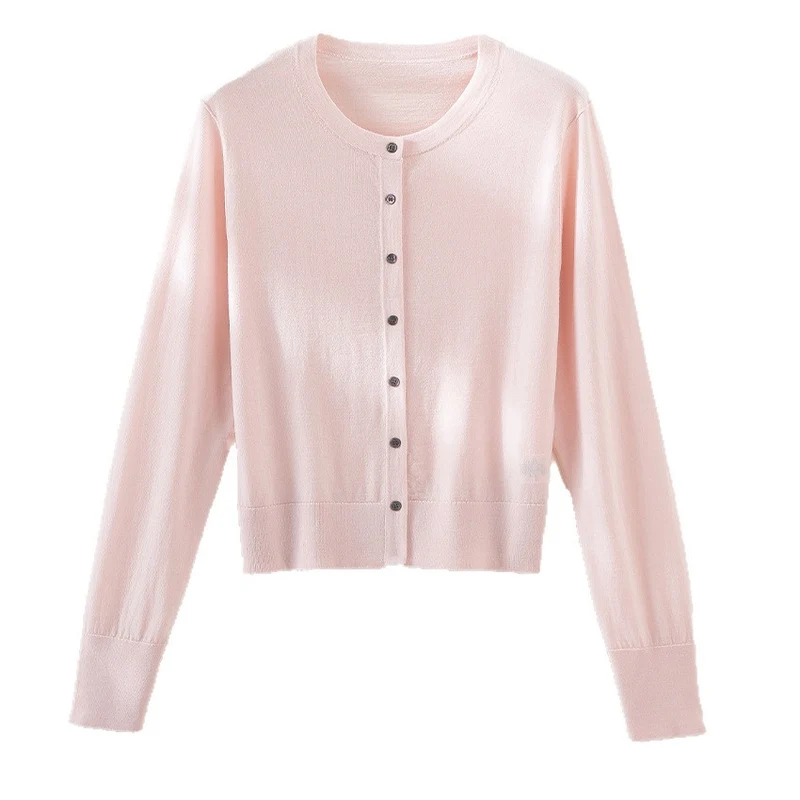 Damen Leichter Feinstrick-Cardigan im Cropped‑Schnitt mit Rundhals und durchgehender Knopfleiste Nord Taschen