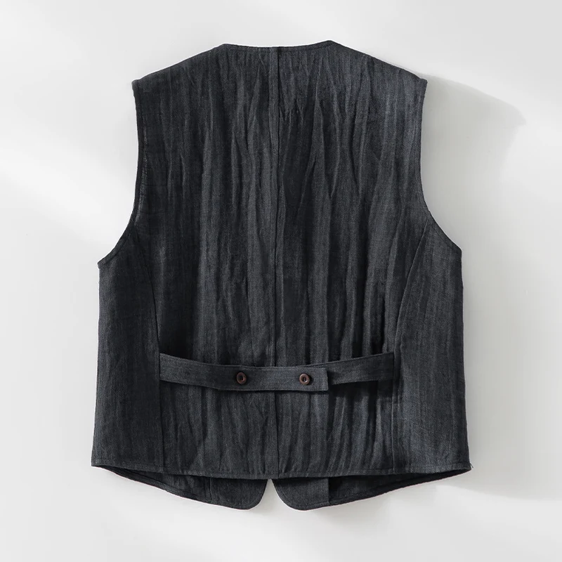 Damen Leichte Leinenweste im Utility-Look mit V-Ausschnitt und großen Aufgesetzten Taschen Nord Taschen