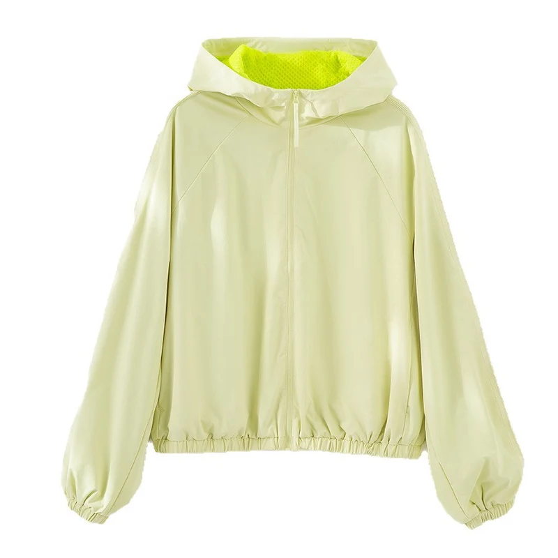 Damen Leichte Kapuzenjacke mit Halbreißverschluss, gestepptem Innenfutter und elastischem Saum Nord Taschen