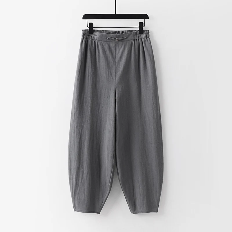 Damen Leichte Leinen-Haremshose mit elastischem Bund und schmal zulaufenden Knöcheln Nord Taschen