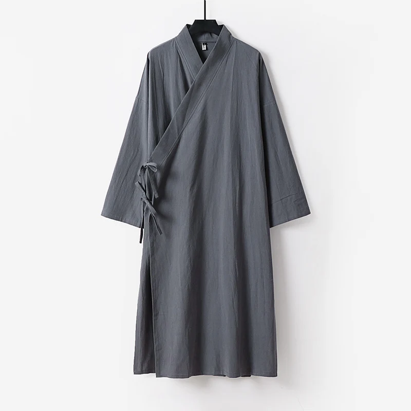 Damen Langes Wickelkleid im Kimono-Stil mit weitem Ärmel und seitlichen Bindebändern Nord Taschen
