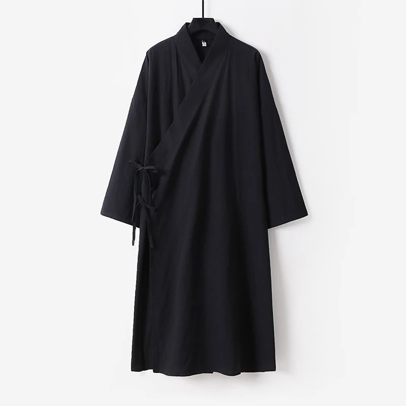 Damen Langes Wickelkleid im Kimono-Stil mit weitem Ärmel und seitlichen Bindebändern Nord Taschen