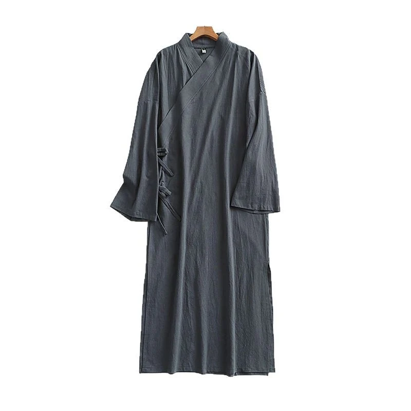 Damen Langes Wickelkleid im Kimono-Stil mit weitem Ärmel und seitlichen Bindebändern Nord Taschen