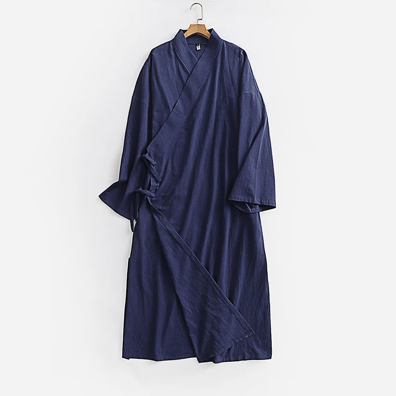 Damen Langes Wickelkleid im Kimono-Stil mit weitem Ärmel und seitlichen Bindebändern Nord Taschen