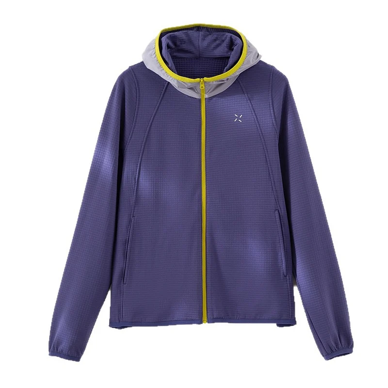 Damen Leichte Kapuzen-Trainingsjacke aus strukturiertem Funktionsjersey mit durchgehendem Reißverschluss Nord Taschen