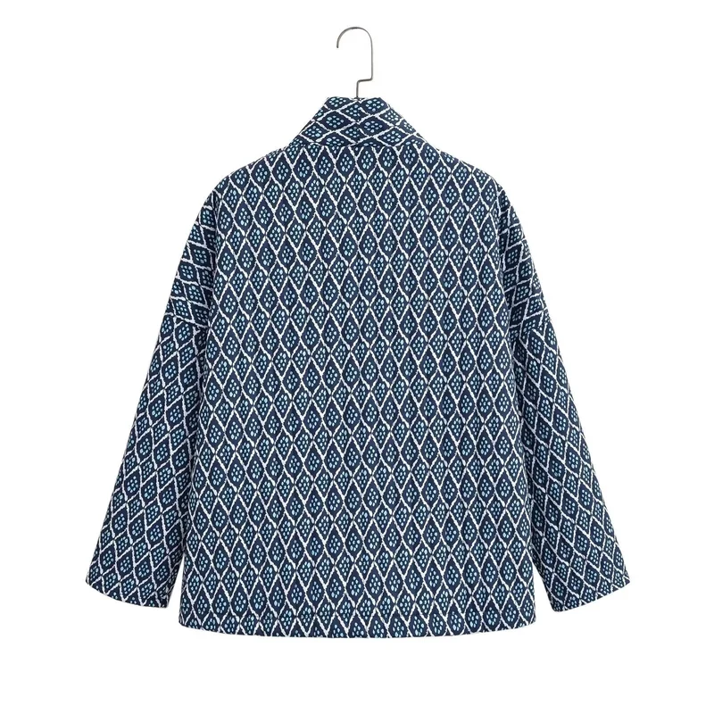 Damen Gemusterte gesteppte Kimono-Jacke mit aufgesetzten Taschen Nord Taschen