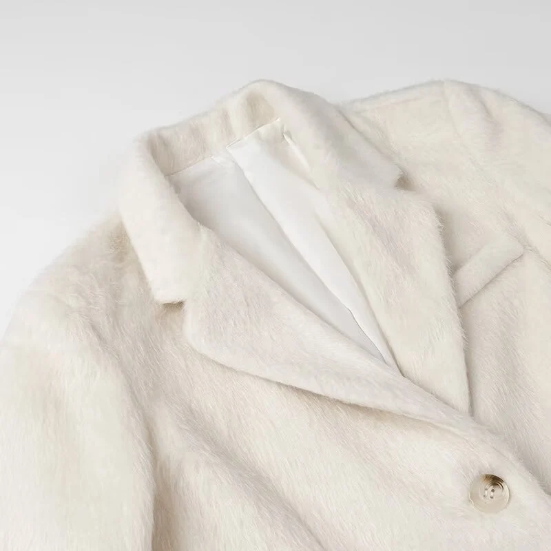 Damen Gefütterter Oversize-Blazer‑Mantel mit Reverskragen und Pattentaschen Nord Taschen