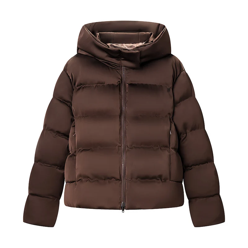 Damen Gefütterte Oversize-Steppjacke mit Volumenärmeln und abnehmbarem Kapuzenkragen Nord Taschen