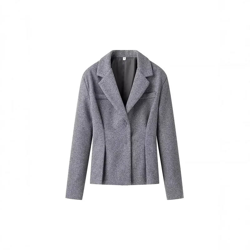 Damen Elegantes Wollmix-Kostüm mit tailliertem Kurzblazer und ausgestelltem Midirock Nord Taschen