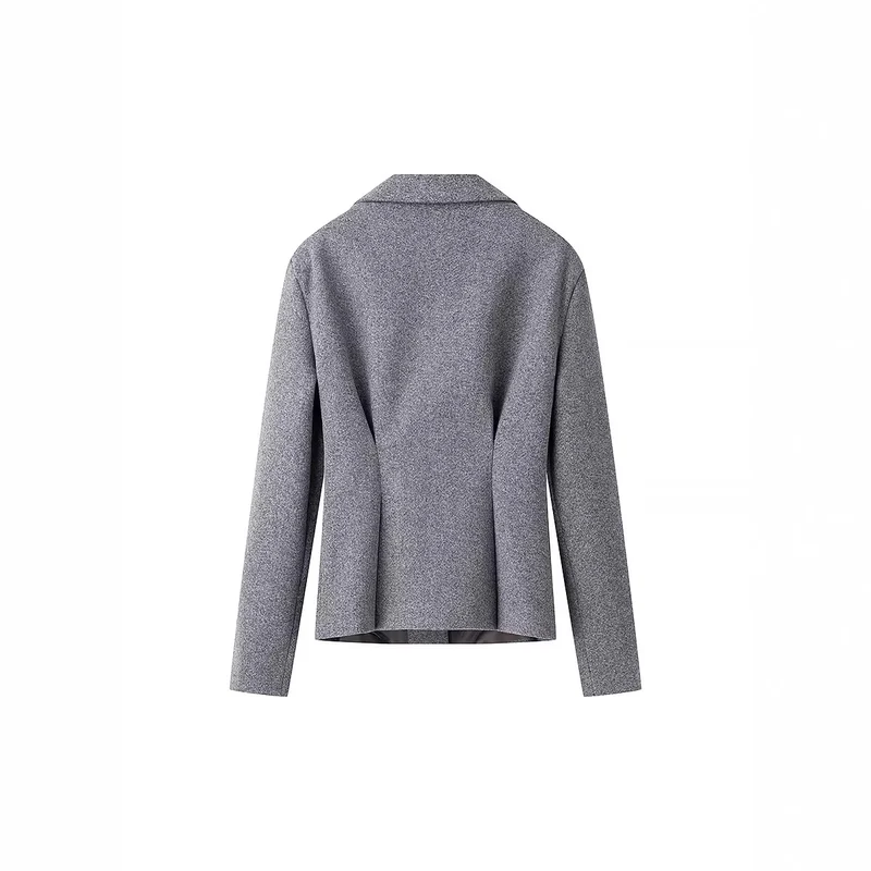 Damen Elegantes Wollmix-Kostüm mit tailliertem Kurzblazer und ausgestelltem Midirock Nord Taschen