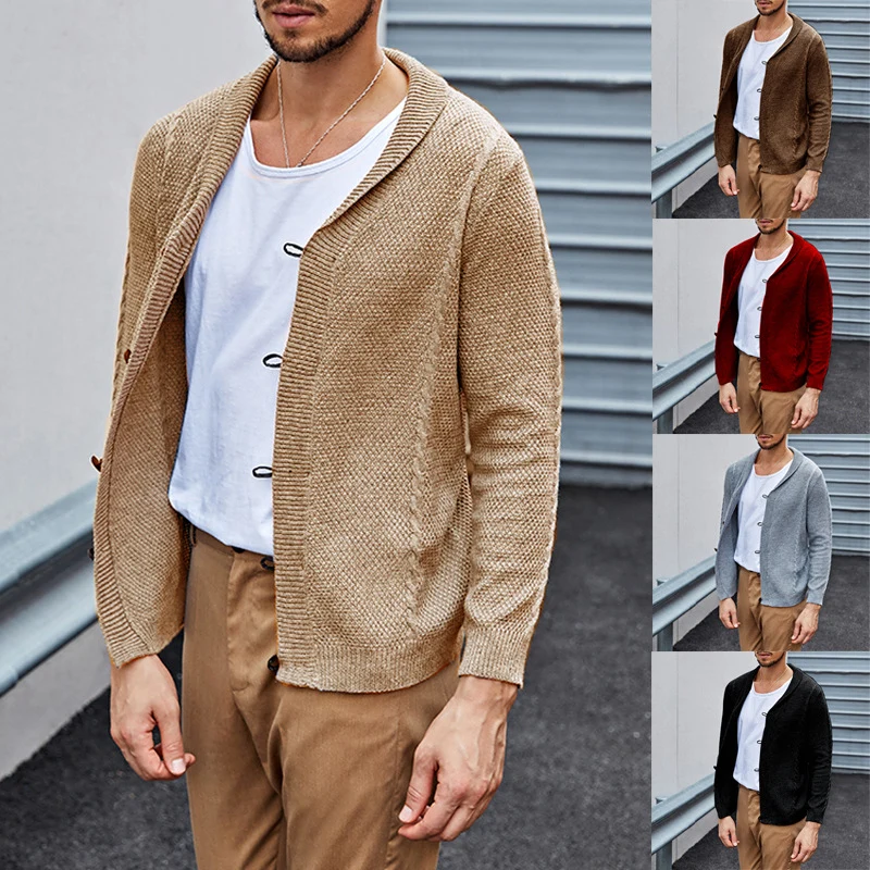 Herren Feinstrick-Cardigan mit Schalkragen, Karabiner-Verschlüssen und Strukturstrick Nord Taschen