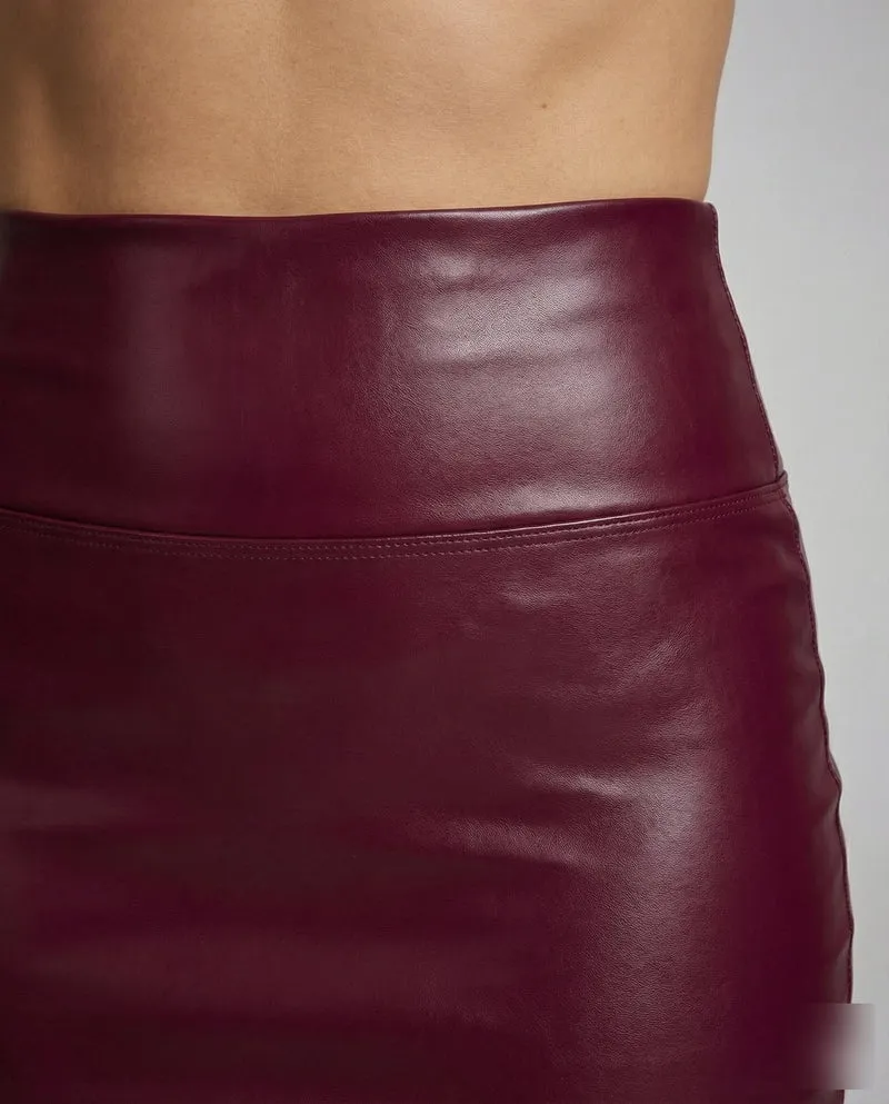 Damen figurbetonter High-Waist-Formrock aus Lackleder