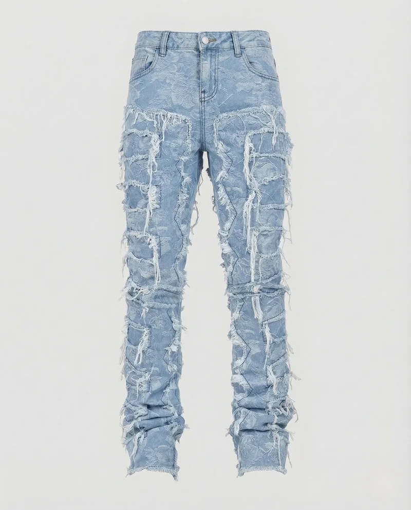Herren Slim Fit Jeans mit Fransenstreifen
