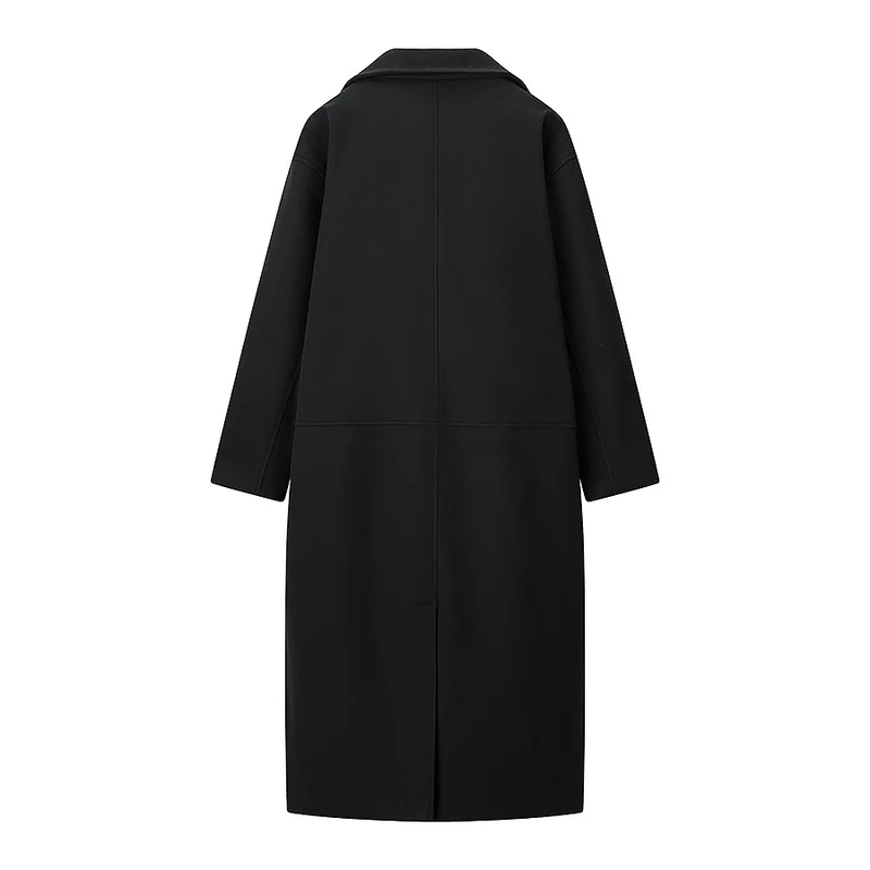 Damen Doppelreihiger Oversize-Wollmix-Mantel mit fallendem Revers und langer Silhouette Nord Taschen