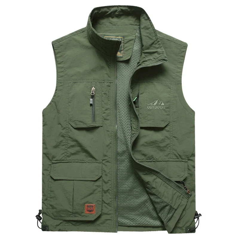 Herren Outdoor-Utility-Weste mit Mehrfach-Taschen, Reißverschluss und Mesh-Futter Nord Taschen
