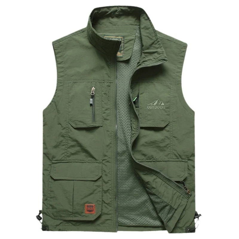 Herren Outdoor-Utility-Weste mit Mehrfach-Taschen, Reißverschluss und Mesh-Futter Nord Taschen