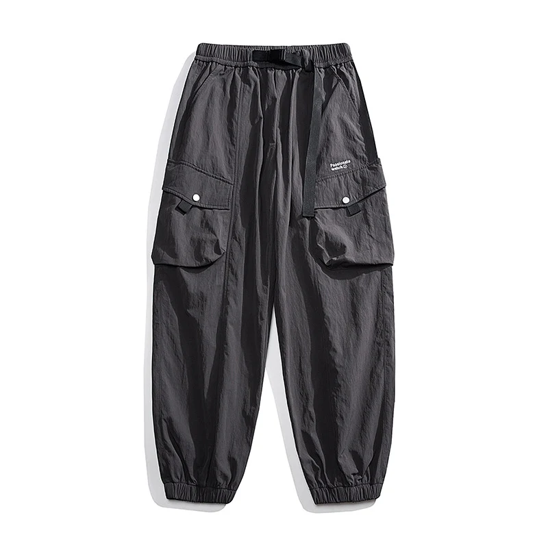 Herren Nylon Utility Cargohose mit elastischem Bund, verstellbarem Gürtel und Pattentaschen Nord Taschen