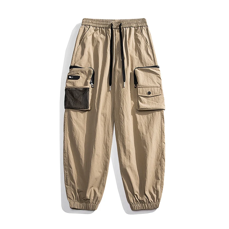 Herren Nylon Utility Cargohose mit elastischem Bund, verstellbarem Gürtel und Pattentaschen Nord Taschen