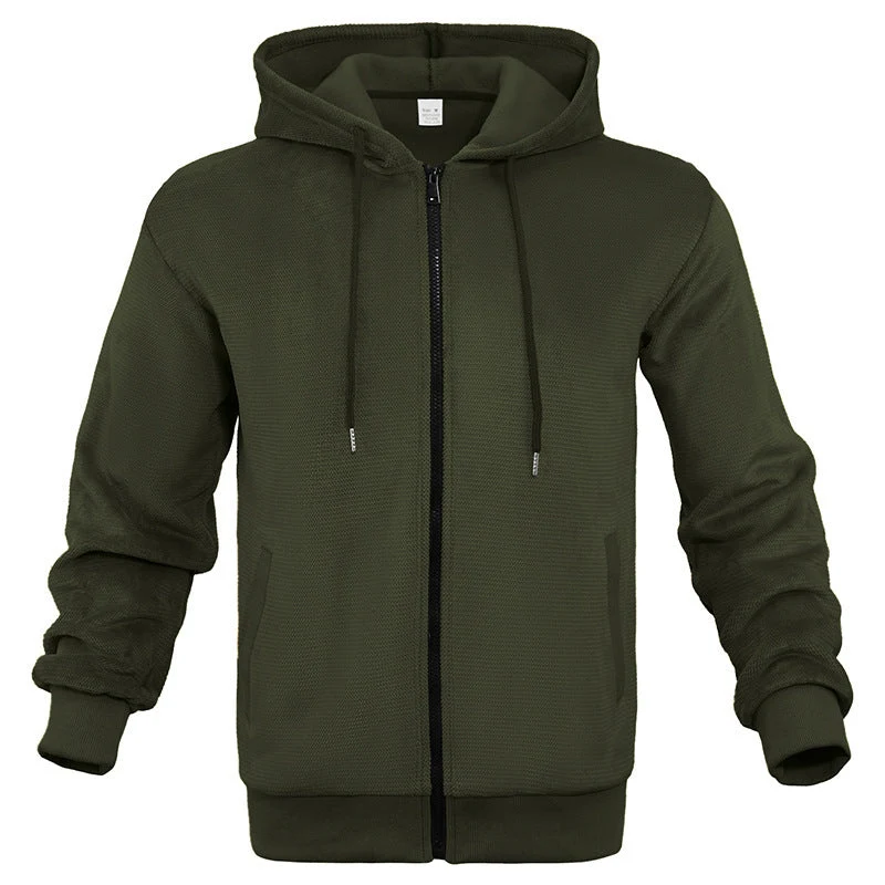 Herren sportlicher Zip-Hoodie aus atmungsaktivem Material mit Taschen