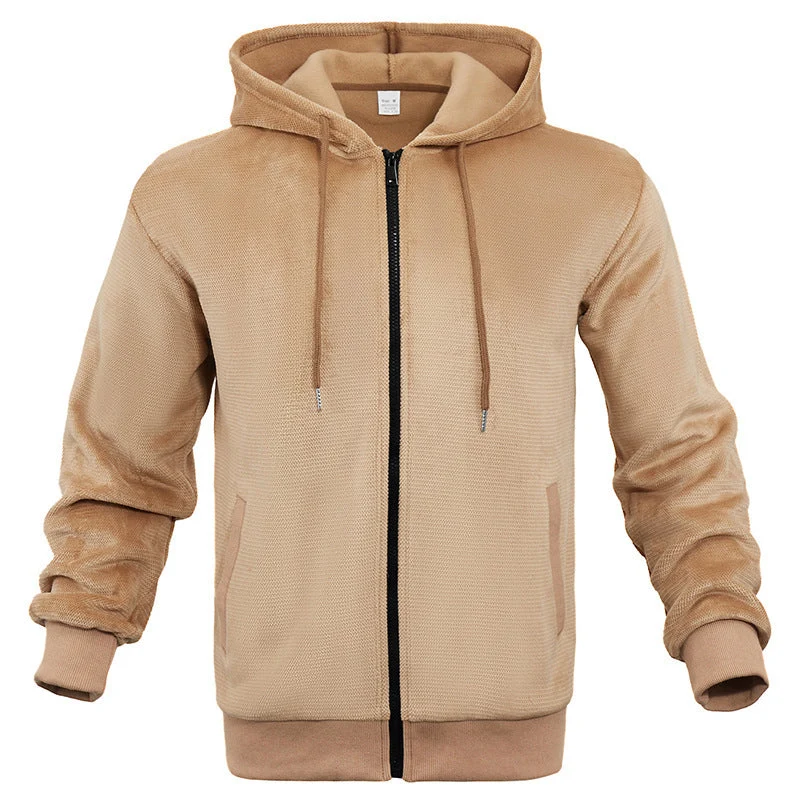 Herren sportlicher Zip-Hoodie aus atmungsaktivem Material mit Taschen