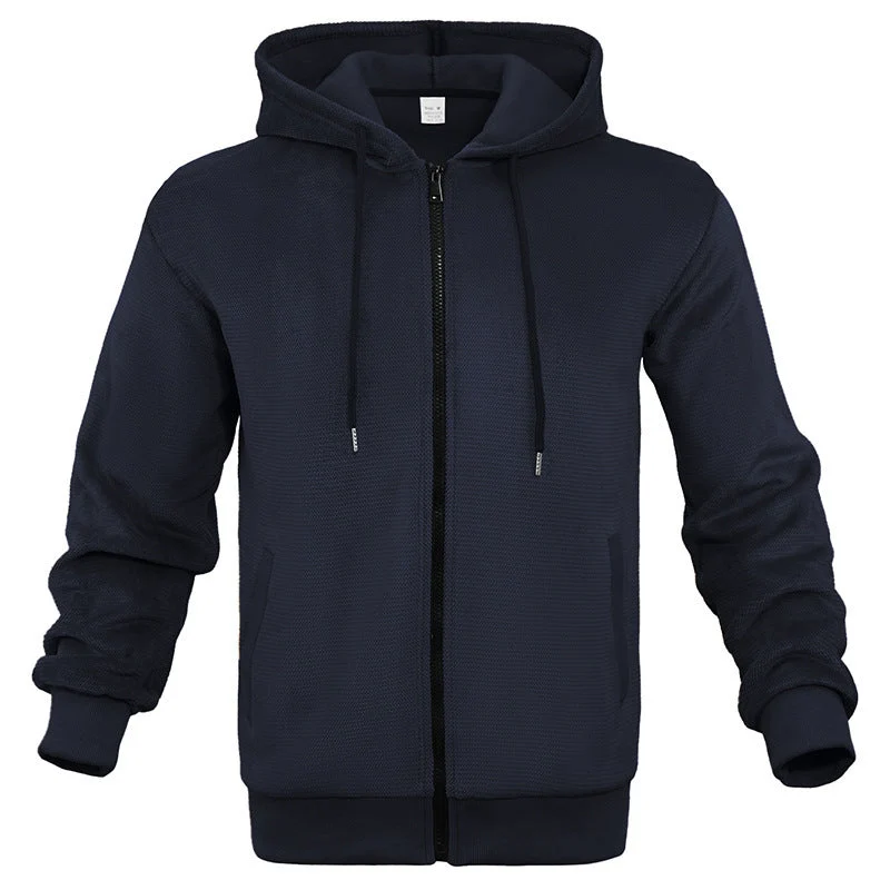 Herren sportlicher Zip-Hoodie aus atmungsaktivem Material mit Taschen
