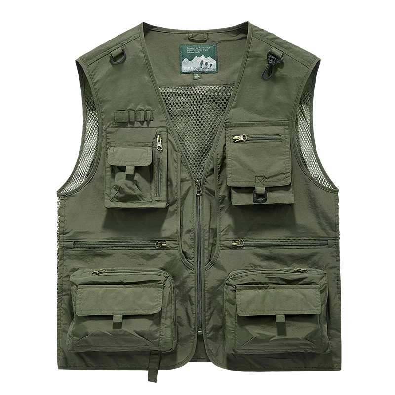 Herren multitaschige Angler-Utility‑Weste mit Netzrücken und Reißverschluss Nord Taschen