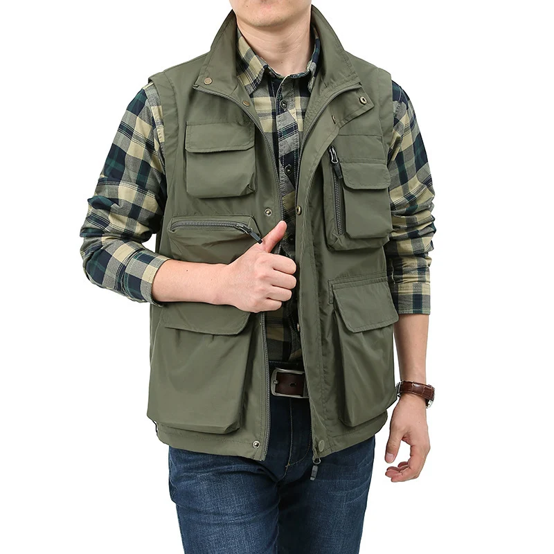Herren Multitaschen Utility‑Weste mit hohem Stehkragen und praktischem Reißverschluss Nord Taschen