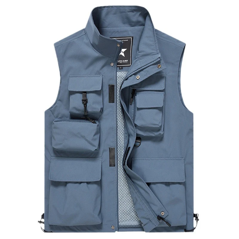 Herren Multitaschen-Outdoorweste mit D-Ring, Reißverschlusstaschen und abnehmbarem Taschenmodul Nord Taschen