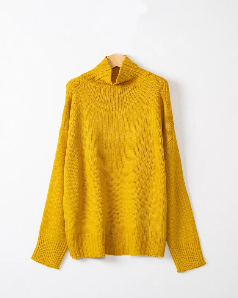 Damen Rollkragen-Pullover aus Grobstrick mit Oversize-Schnitt Nord Taschen