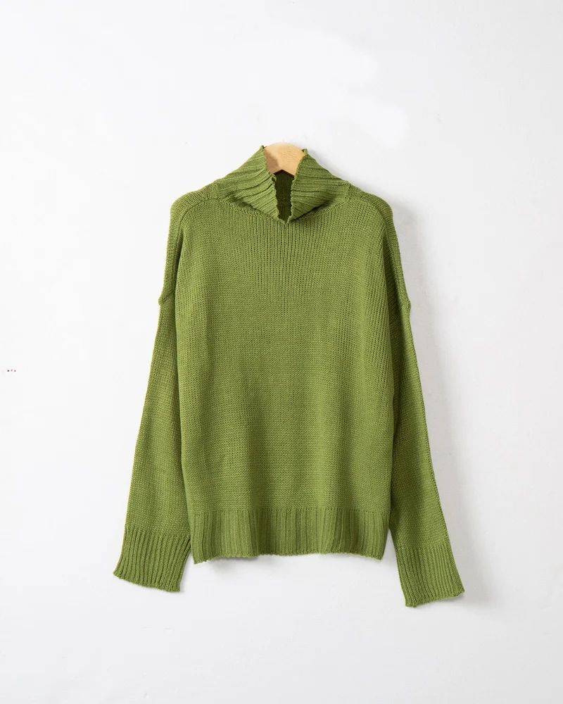 Damen Rollkragen-Pullover aus Grobstrick mit Oversize-Schnitt Nord Taschen