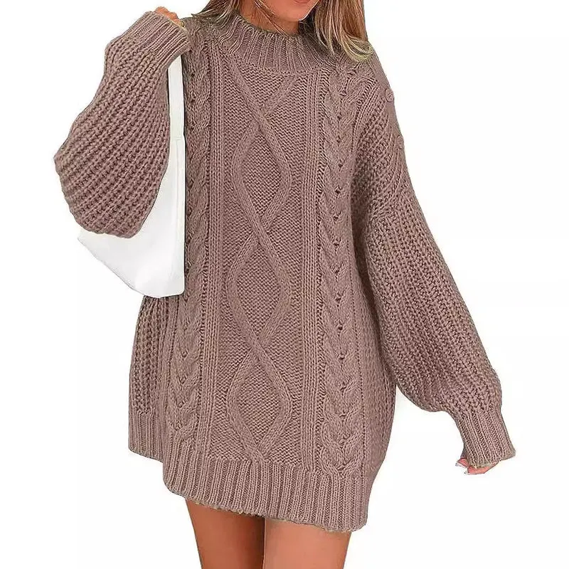 Damen Oversize Strickkleid mit Zopf- und Rippstruktur Nord Taschen