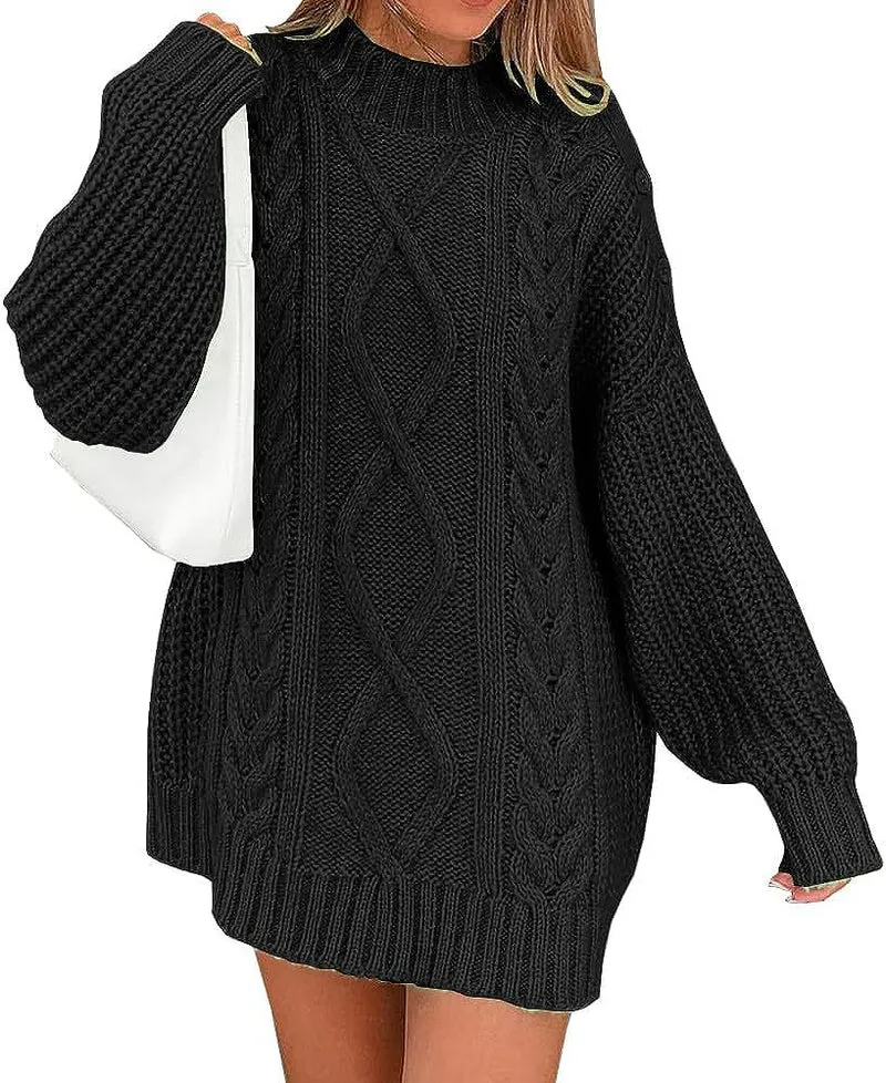 Damen Oversize Strickkleid mit Zopf- und Rippstruktur Nord Taschen