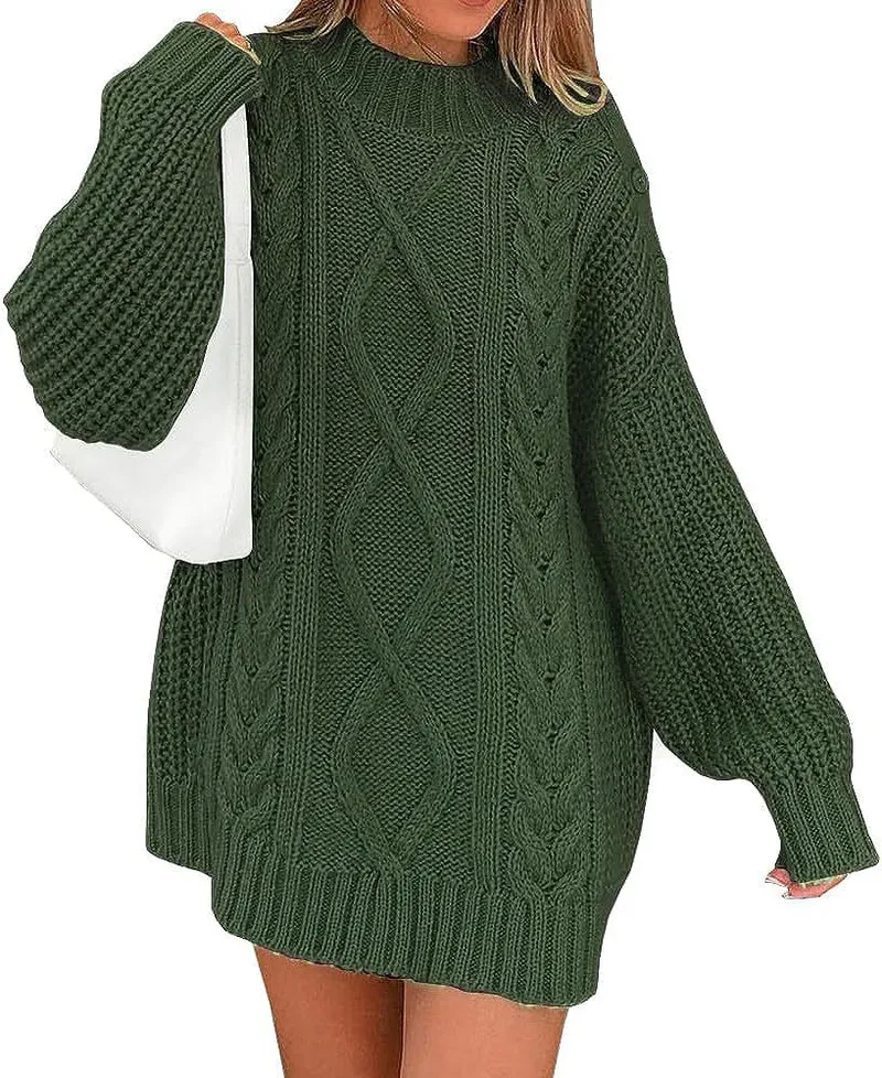 Damen Oversize Strickkleid mit Zopf- und Rippstruktur Nord Taschen