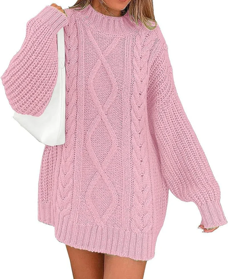 Damen Oversize Strickkleid mit Zopf- und Rippstruktur Nord Taschen