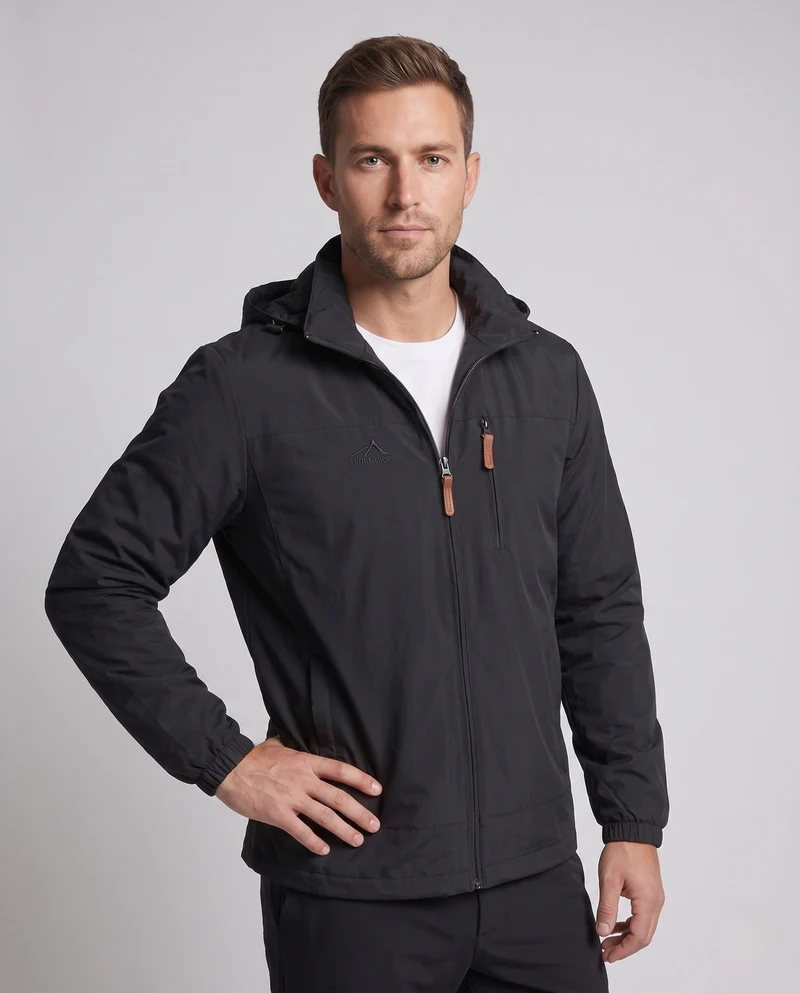 Herren Leichte Softshell Outdoorjacke mit Kapuze und Reißverschlusstaschen Nord Taschen