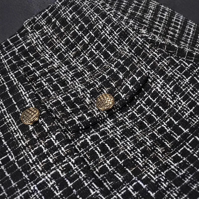 Damen Bouclé-Tweed-Jacke mit Zierknöpfen und kastiger Cropped-Silhouette Nord Taschen