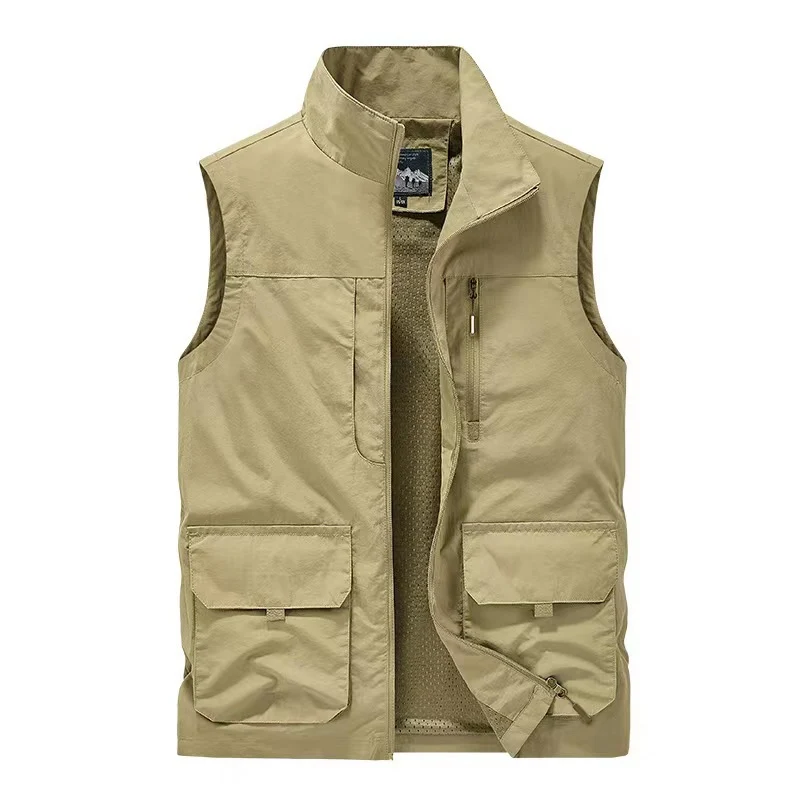 Herren multifunktionale Utility-Weste mit Mesh-Futter, Stehkragen und Mehrfachtaschen Nord Taschen