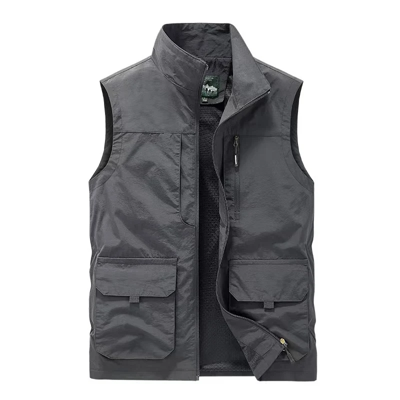Herren multifunktionale Utility-Weste mit Mesh-Futter, Stehkragen und Mehrfachtaschen Nord Taschen