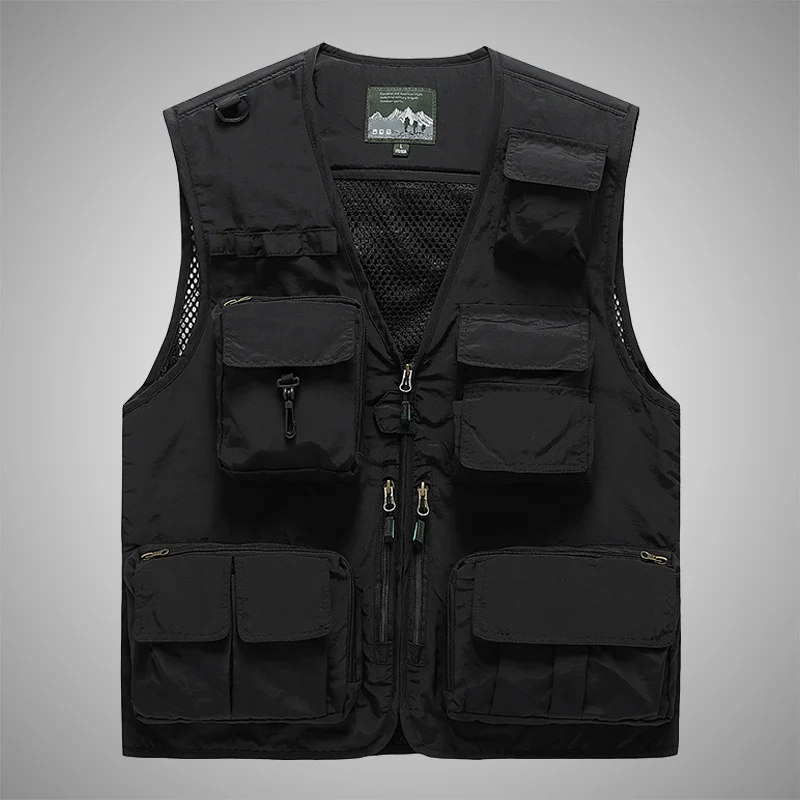 Herren Multifunktionale Utility-Weste mit Mehrfach-Taschen, Mesh‑Futter und Reißverschlussfront Nord Taschen