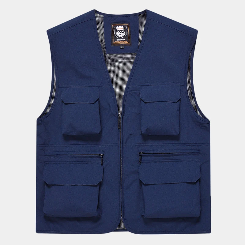 Herren Multifunktionale Utility‑Weste aus technischem Canvas mit Mesh‑Futter und Frontreißverschluss Nord Taschen