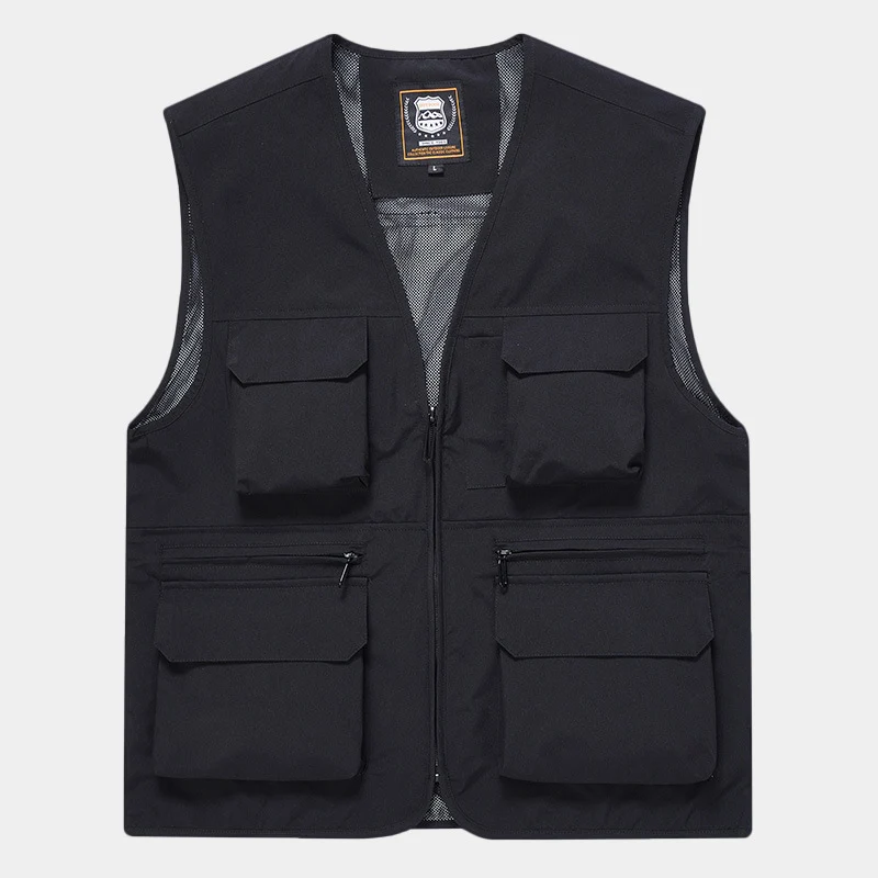 Herren Multifunktionale Utility‑Weste aus technischem Canvas mit Mesh‑Futter und Frontreißverschluss Nord Taschen
