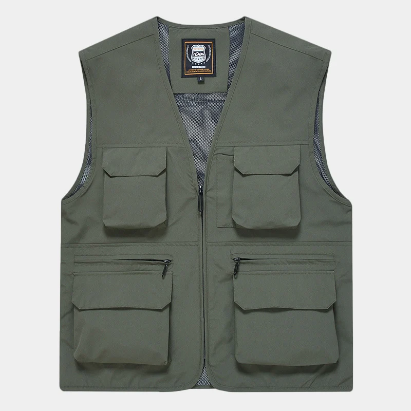 Herren Multifunktionale Utility‑Weste aus technischem Canvas mit Mesh‑Futter und Frontreißverschluss Nord Taschen