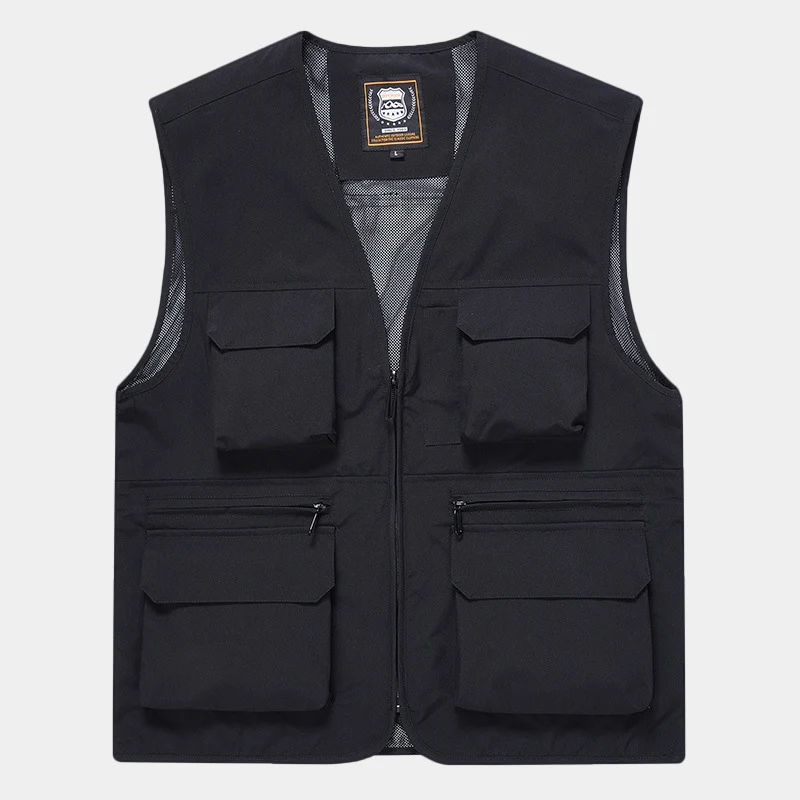 Herren Multifunktionale Utility‑Weste aus technischem Canvas mit Mesh‑Futter und Frontreißverschluss Nord Taschen
