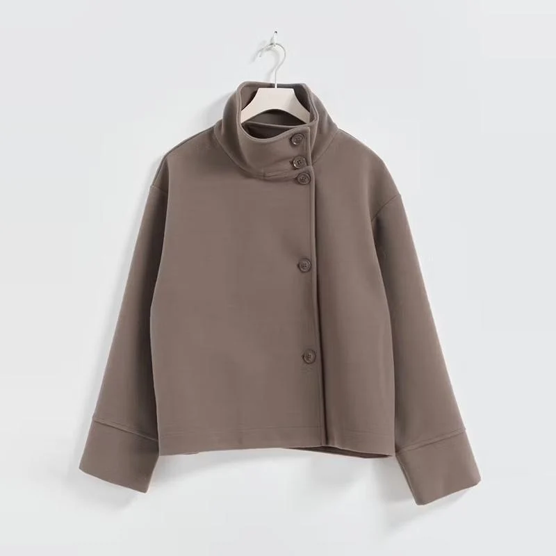 Damen Kurze Jacke mit hohem Kragen und Knopfverschluss Avellé