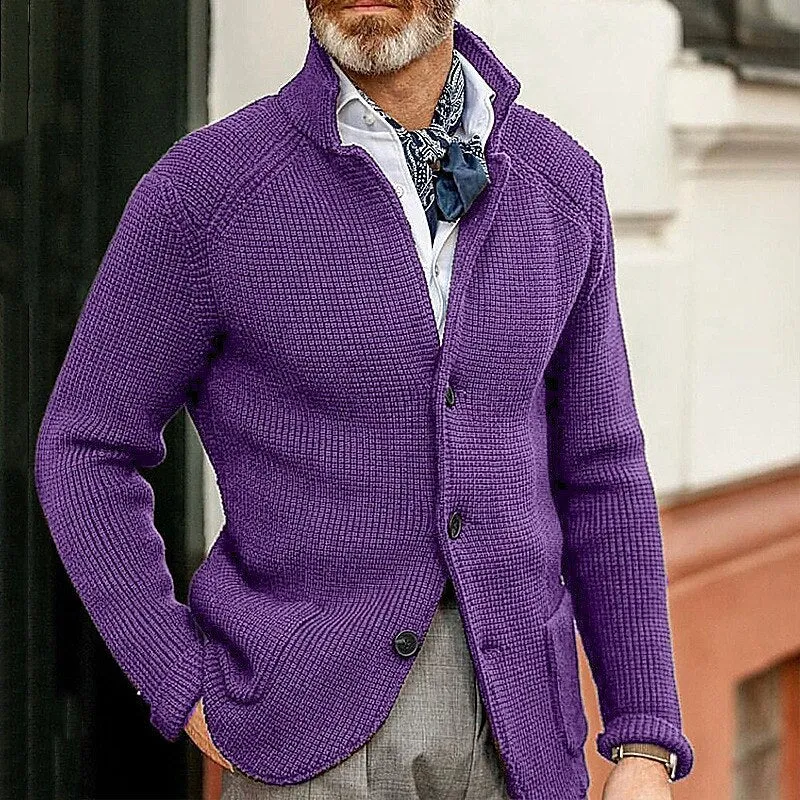 Herren Strickjacke mit Stehkragen und Strukturstrick Nord Taschen