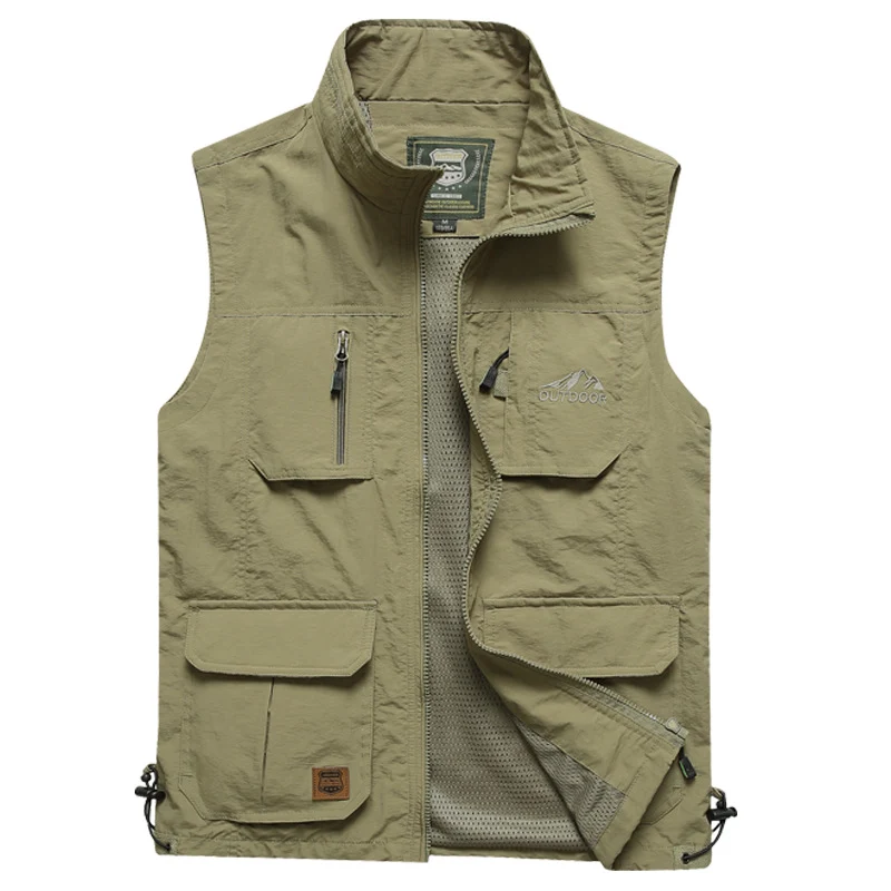 Herren Multifunktionale Outdoor‑Weste mit Mesh‑Futter, Reißverschluss‑Taschen und verstellbarem Saum Nord Taschen