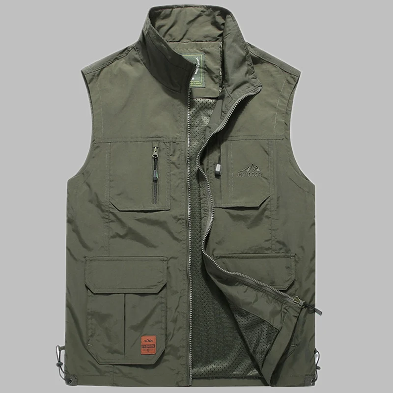 Herren multifunktionale Outdoor‑Utility‑Weste mit Reißverschluss, Mehrfachtaschen und atmungsaktivem Meshfutter Nord Taschen