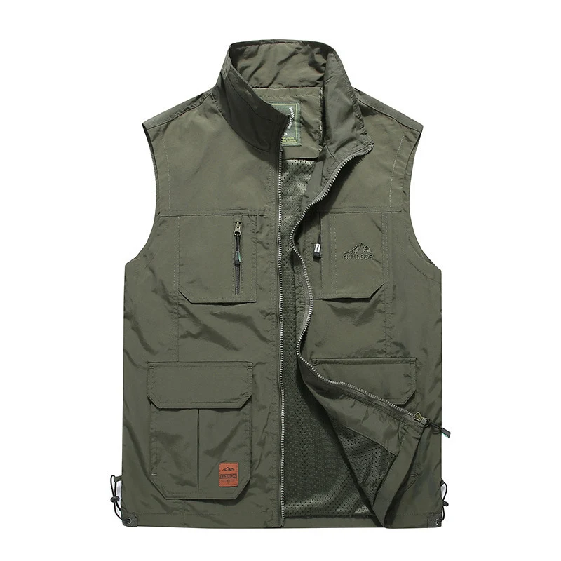 Herren multifunktionale Outdoor‑Utility‑Weste mit Reißverschluss, Mehrfachtaschen und atmungsaktivem Meshfutter Nord Taschen