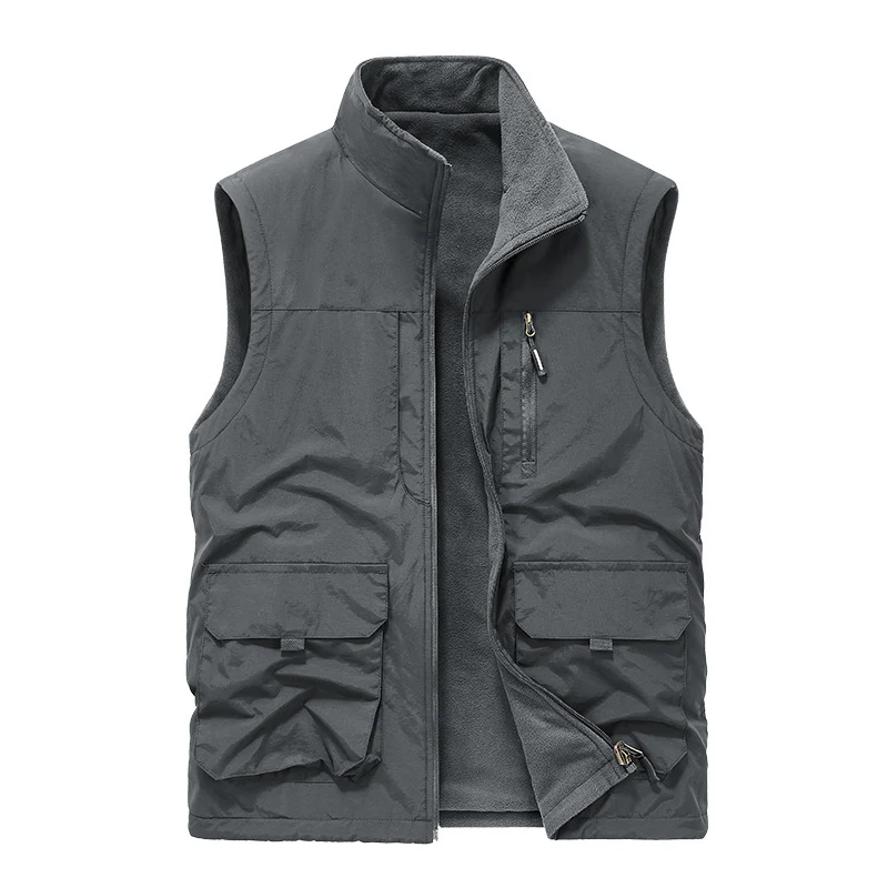 Herren Multifunktionale Outdoor-Utility-Weste mit Microfleece‑Innenlage und Mehrfachtaschen Nord Taschen